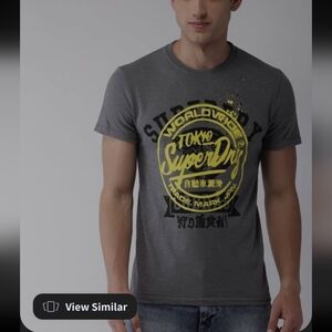 Superdry Men's Large Charcoal Print Crew Neck T-Shirt Nwot